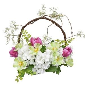 Spring Hydrangea White Flower Wreath, 16”-18”